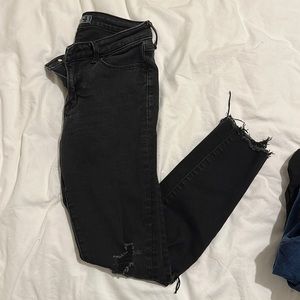 Abercrombie black destroyed skinny jeans